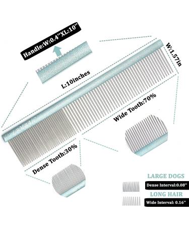 LBMBAIC 10 Large Dog Comb for Shedding and Mats - Long Metal Tooth for Tangles & Knots (Blue) - Buy Online on GoSupps.com