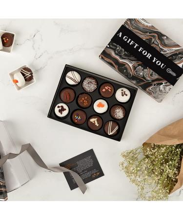Vegan Gluten Free Chocolate Covered Cookies Gift Basket | Handcrafted Gourmet Treats for Holidays | Perfect for Hostess and Corporate Gifts | 12 Count | Kosher Certified | Black Marble Design - Buy Online on GoSupps.com