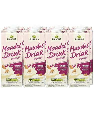 Alnatura Unsweetened Almond Drink Pack of 8 (8 x 1L) | Dairy-Free Vegan Milk Alternative for Healthy Living - Buy Online on GoSupps.com