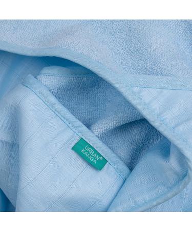 Urban Kanga Hooded Towel for Babies - Double-Sided Oeko-Tex Cotton Muslin Bath Towel (Crystal Blue) - Ship Internationally - Buy Online on GoSupps.com