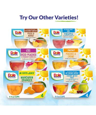 Dole Fruit Bowls Pineapple Peach Mango in Coconut Water - Gluten Free Healthy Snack, 4oz Cups (Pack of 6) - Buy Online on GoSupps.com