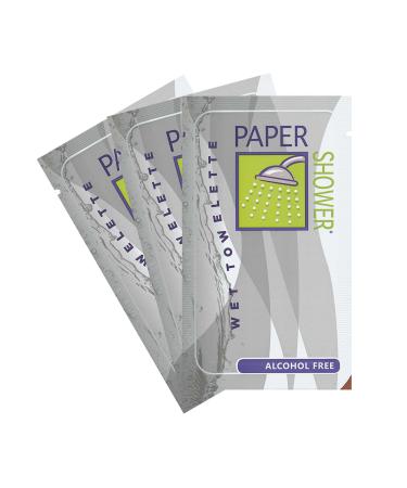 Paper Shower- Alcohol Free -NEW!- 100 Individual Body Wipe Packs -Wet Towelette Only- Per Order Unscented 100 packs