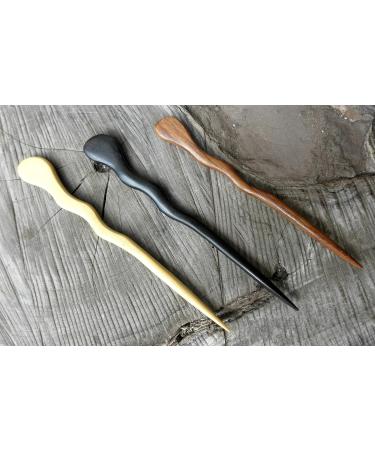 JWL Hawnkoa Spiral Hair Sticks Set in Rosewood, Ebony, and Yellow Teak - 6 Inch Hawaiian Style - Buy Online on GoSupps.com