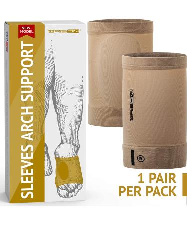 Arch Support Sleeves - Plantar Fasciitis Relief Brace - Foot Arch Supports for Flat Feet - 1 Pair Beige - Buy Online on GoSupps.com