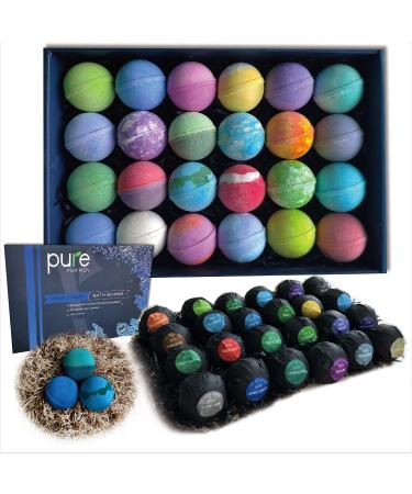 Men's Bath Bombs Gift Set. 24 Therapeutic Shea Bath Bombs for Men! Large Spa Fizzers with Moisturizing & Essential Oils. Aromatherapy Bath Bomb Set Makes Best Gift Set for Men  Husband  Boyfriend etc