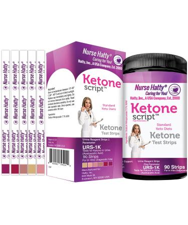 Nurse Hatty 90ct. Ketogenic - Good for Standard Keto Diets (SKD) & Diabetic Urinalysis Test Strips - Reg. Length Strips.