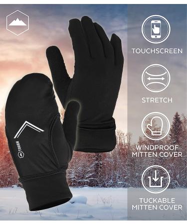 Touch Screen Running Mitten Gloves - Winter Glove Liners for Texting, Cycling & Driving - Thin, Lightweight & Warm Thermal Gloves for Men & Women - X-Small/Small - Buy Online on GoSupps.com