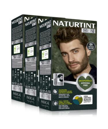 Naturtint Men | Ammonia-Free Permanent Hair Color for Men | 100% White Coverage | Hair and Beard | Natural and Long-Lasting Color | 6N Dark Blonde | Pack of 3