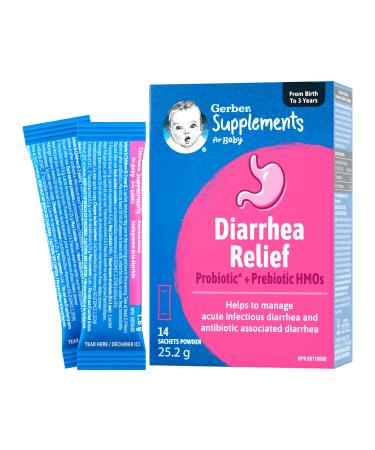 Gerber Supplements for Baby Diarrhea Relief 0-3 Yrs Baby Diarrhea Relief Acute Infectious Diarrhea & Antibiotic-associated Diarrhea Probiotic & Prebiotic HMOs Gluten-Free Sachets