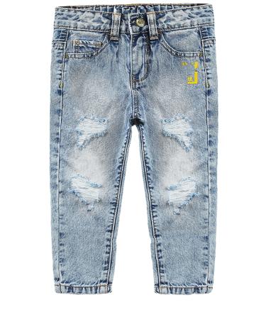 KIDSCOOL SPACE Baby Little Boys Jeans Elastic Band Inside Straight Fit Ripped Denim Pants 18-24 Months Light Blue-6013