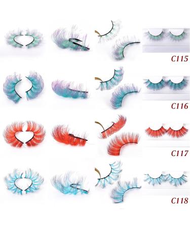 KFZR Ombre Lashes Gradient False Eyelashes Colored Eyelash Colorful Blue Purple Orange Pink Green Extension D Curl 1 Pair Eye Lashes (C116) - Buy Online on GoSupps.com