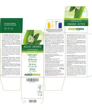 Bear Garlic or Wild Garlic (Allium ursinum) leaves and bulbs Naturalma 150 g 300 Tablets Food Supplement Natural and Vegan - Buy Online on GoSupps.com