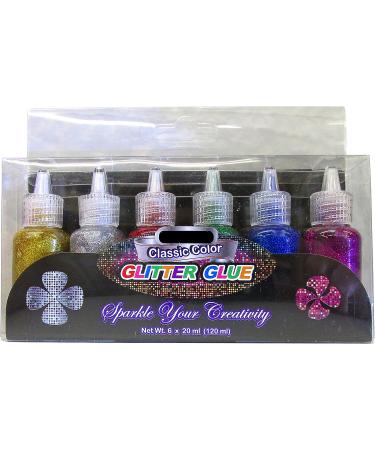 BAZIC 6 Color Glitter Glue Set - 20ml Bottles - Classic Colors (Green, Gold, Red, Silver, Blue, Purple) - Buy Online on GoSupps.com
