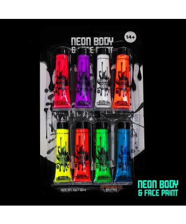 8 Tubes 1 oz Black Light Face and Body Paints - Neon Colors Halloween Costume Makeup - Buy Online on GoSupps.com