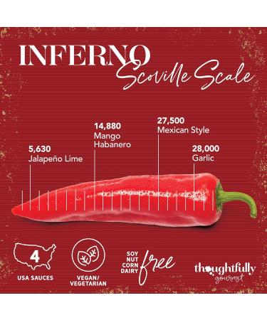Thoughtfully Inferno Hot Sauce Gift Set - 4 Chili Sauces with Varied Spiciness | Perfect Gourmet Gift for Spice Lovers - Buy Online on GoSupps.com