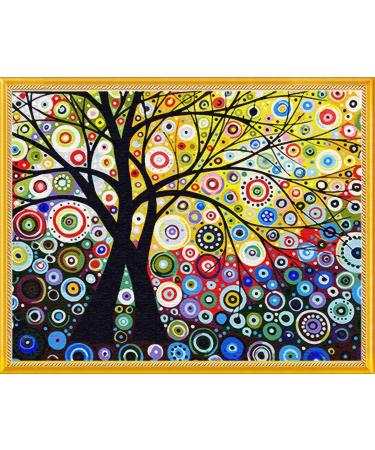 Foxdiviy Stamped Cross Stitch Kits Full Range of Embroidery Needlework Starter Kits for Beginners Adults 11CT Embroidery Patterns Art Crafts DIY Needlepoint Kits-Lucky Tree 19.7 24.4 inch Color MX31