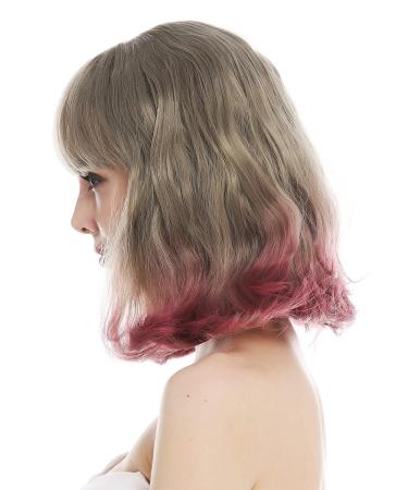 WIG ME UP DL-040B-109 Women's Shoulder Length Wig - Retro 50s/60s Bangs - Ash Blonde & Pink Mix - Buy Online on GoSupps.com