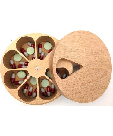 Fashciaga Wood Daily Weekly Pill Organizer & Storage Box (Beech) - Organize Vitamins, Medicines, Spices, Jewelry & More! - Buy Online on GoSupps.com