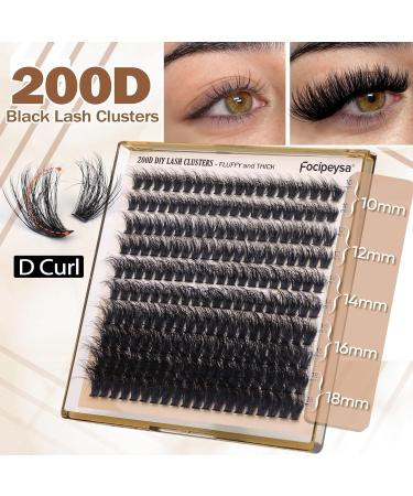 Focipeysa Lash Extension Kit | 200D Individual Eyelashes DIY Fluffy Clusters 10-18mm Complete Eyelash Extension Set with Bond & Remover - Buy Online on GoSupps.com