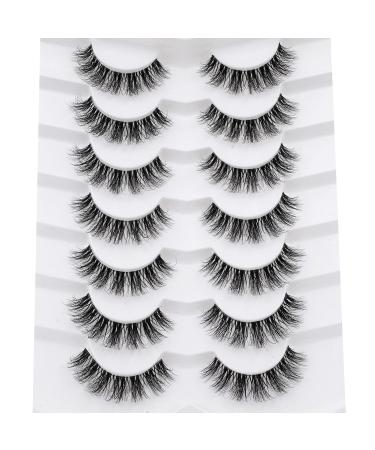 3D Clear Band Soft Faux Mink Cat Eye False Eyelashes - 7 Pairs Natural Wispy Reusable | Happy Heartbeat (No.202) - Buy Online on GoSupps.com