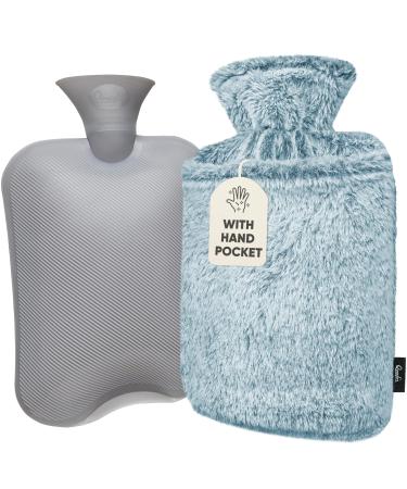 Qomfor Hot Water Bottle with Cover - Premium Fluffy Faux Fur Cover with Kangaroo Pocket - 1.8l Large - Hot Water Bag for Pain Relief Neck and Shoulders Hands and Feet Cosy Nights (Green) - Buy Online on GoSupps.com