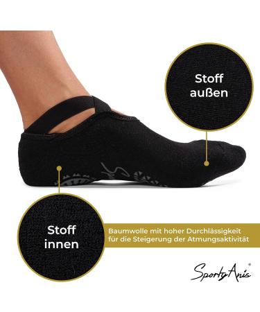 SportyAnis Premium Non-Slip Yoga Socks for Women (2-3 Pairs) - Ideal for Yoga Pilates Dance & Ballet - Black & Grey - Buy Online on GoSupps.com