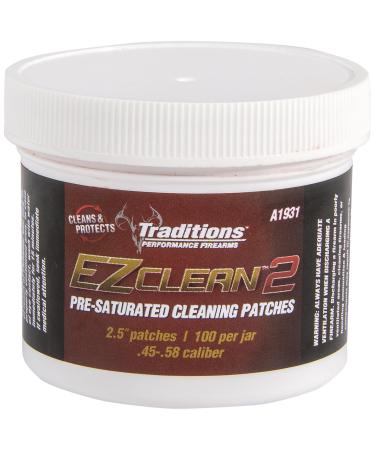 Traditions Performance Firearms Black Powder EZ Clean 2 100/Jar 2.5-Inch Diameter Pre-Saturated Cleaning Patches