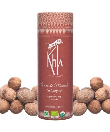 Khla - Organic Whole Nutmeg - 100g Tube - Nutmeg from Sri Lanka - Kitchen & Pastry Ingredient - Rare Asian Spice - Direct Pro