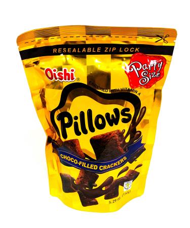 Oishi Pillows Choco-Filled Crackers Party Size, 5.29 oz, 3 packs Chocolate 5.29 Ounce (Pack of 3)