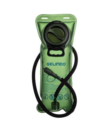 Gelindo Hydration Bladder 2 Liter Leakproof Water Reservoir BPA-Free Hydration Backpack Replacement Large Opening and Quick Release Insulated Tube Green
