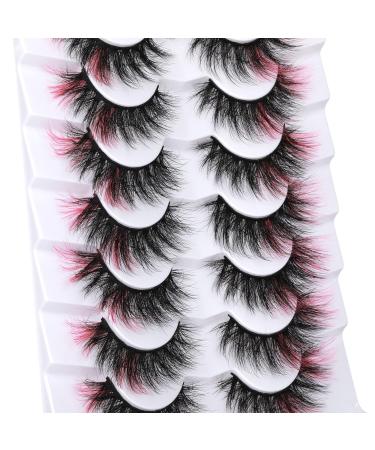 Fluffy Pink Cat-Eye Faux Mink Lashes - 7 Pairs Pack | FANXITON Dramatic Wispy 20mm False Eyelashes - Buy Online on GoSupps.com