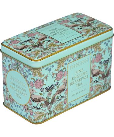 New English Teas Song Thrush and Berries Tea Tin - 40 English Breakfast Teabags - Mint Green Tin - 1 Count Pack - Buy Online on GoSupps.com