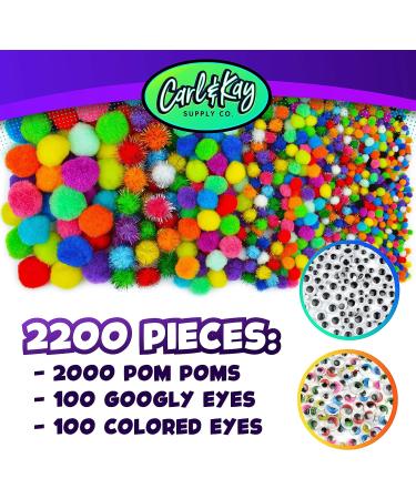 2200-Piece Assorted Pom Poms Balls Craft Supplies with 200 Googly Eyes - Large & Small Fuzzy Pompoms - Buy Online on GoSupps.com