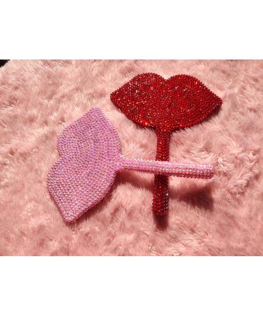 Sparkling Lip-Shaped Handheld Mirror Diamond Painting - Glitter Rhinestones Mirror - Bling Gift for Girlfriends, Wife, Mom - Pink DIY - Buy Online on GoSupps.com