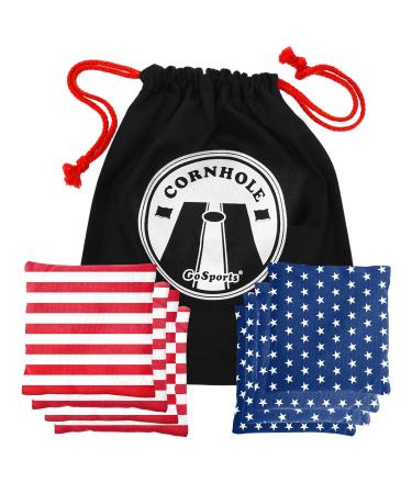 GoSports Official Regulation Cornhole Bean Bags Set (8 All Weather Bags) - America Stars and Stripes