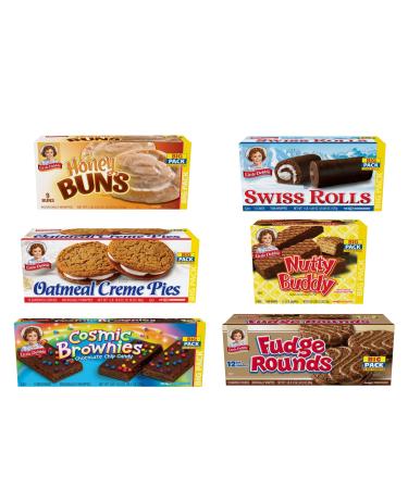 Little Debbie Big Pack Variety Bundle | One Big Pack Box Each of Oatmeal Crme Pies, Honey Buns, Swiss Rolls, Fudge Rounds, Cosmic Brownies and Nutty Buddy