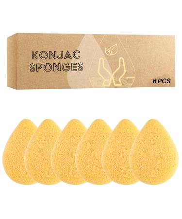 Konjac Facial Sponges Set of 6 Face Sponges for Daily Cleansing and Exfoliating Gentle Face Scrub/Skincare for Removing Dead Skin (Drop Shaped)