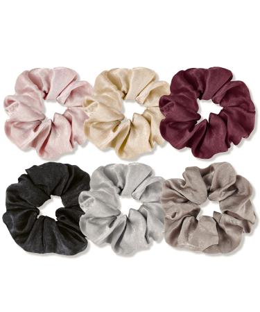 Kavya Hair Scrunchies for Women large Silk Scrunchie Satin Hair Tie Elastics Hair Bobbles Traceless Scrunchy Ponytail Holders Hair Accessories for Women and Girls with Fine Thick Hair