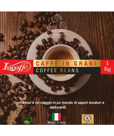 LUCAFF EXQUISIT coffee beans 1 kg bag Arabica and Robusta coffee blend cocoa aroma coffee beans toasted taste high body medium caffeine - Buy Online on GoSupps.com