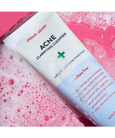 Peach Slices Acne Clarifying Cleanser - 2% Salicylic Acid - Hyaluronic Acid - Sulfate-Free - Vegan/Cruelty-Free - 4 oz - Buy Online on GoSupps.com