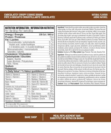 1 Box of Slimfast Bake Shop Meal Replacement Bars with 15g of Protein & 5g Fiber 5 - 60g Bars per Box 5 Bars Total Chocolatey Crispy Cookie Dough Bar - Buy Online on GoSupps.com