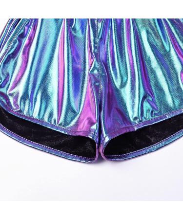 Perfashion Girls Metallic Shiny Hot Shorts & Sunglasses Set - Purple/Cyan (8-9 Years) - Buy Online on GoSupps.com