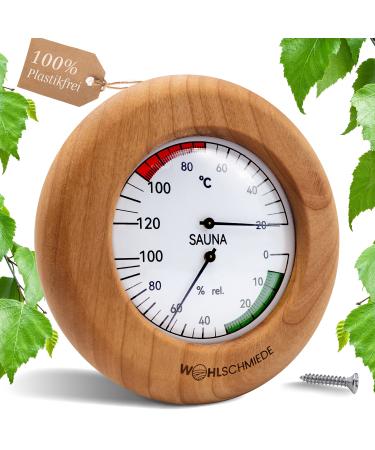 Well -made sauna thermometer hygrometer analogous to wood (alder) - noble sauna accessories set with 2in1 feel -good function - precise temperature and air humidity meter for the sauna alder I thermo -hygrometer