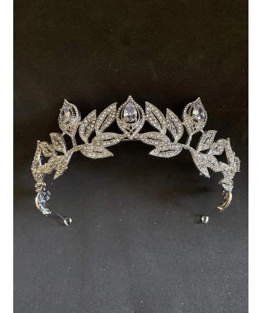 Sparkling Silver Crystal Leaf Tiara Crown for Women - Perfect for Princesses, Brides, Prom, Birthday Parties - Buy Online on GoSupps.com