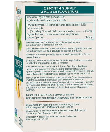 Himalaya Turmeric 95 with Curcumin 60 Vegetarian Capsules for Antioxidant & Joint Support 600 mg 1 Month Supply 60 count (Pack of 1) - Buy Online on GoSupps.com