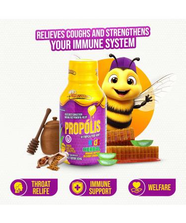 Kids Cough Syrup with Propolis & Pure Tropical Honey Natural Immune Support and Throat Soothing Remedy | Bee Propolis & Honey Immune Booster for Children - Buy Online on GoSupps.com