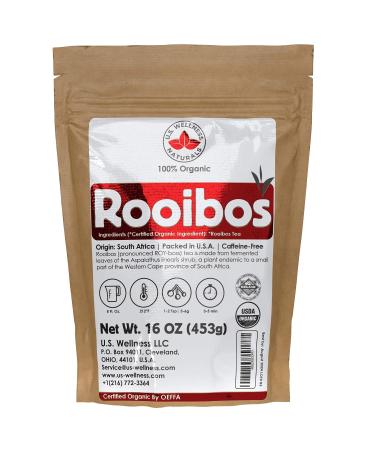 Rooibos Tea 1LB (16Oz) 100% CERTIFIED Organic (USDA seal) | Red Rooibos Loose Leaf Tea | South African Red Bush Herbal Tea| (200+ CUPS) | Non-GMO | Keto Friendly