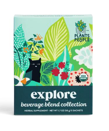 Plants by People Explore Plant Tonic Collection Sample of Our Line of Powder Herbal Supplement Wellness Tonics Crafted from 100% Organic Superfoods and Adaptogens 1.7 oz Pack of 5