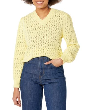Kendall + Kylie Women's Cotton Puff Sleeve Top XL Butter