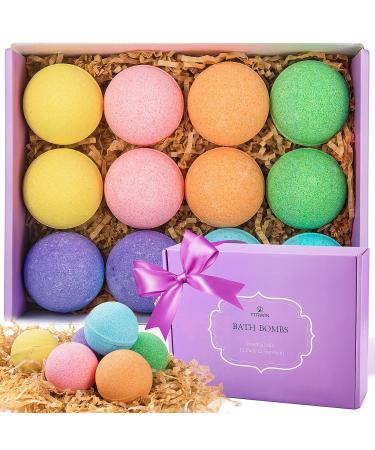 Bath Bombs Gift Set TTRwin 12 Fizzy Bubble Bath Bath Bombs Organic Natural Vegan Spa Bath Bomb Kit with Different Organic Essential Oils Birthday Gift idea for Her Girl Men Kids